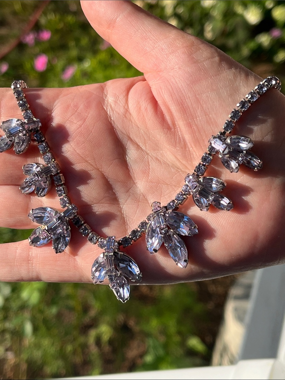 Weiss Vintage 1950s Alexandrite Lavender Rhinestone Choker Necklace